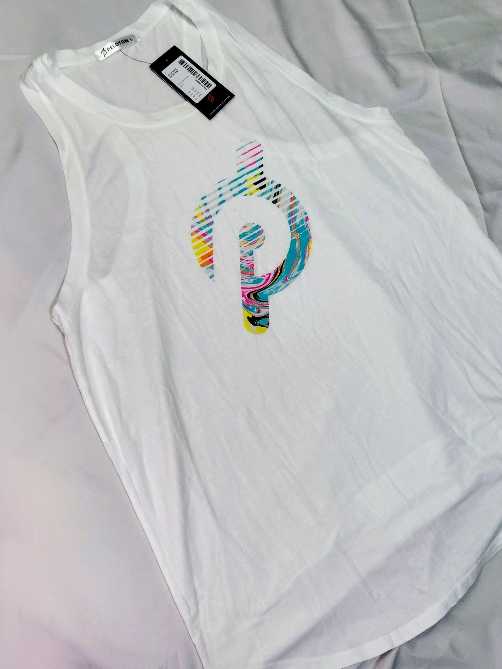 Peloton White Racer Tank Top